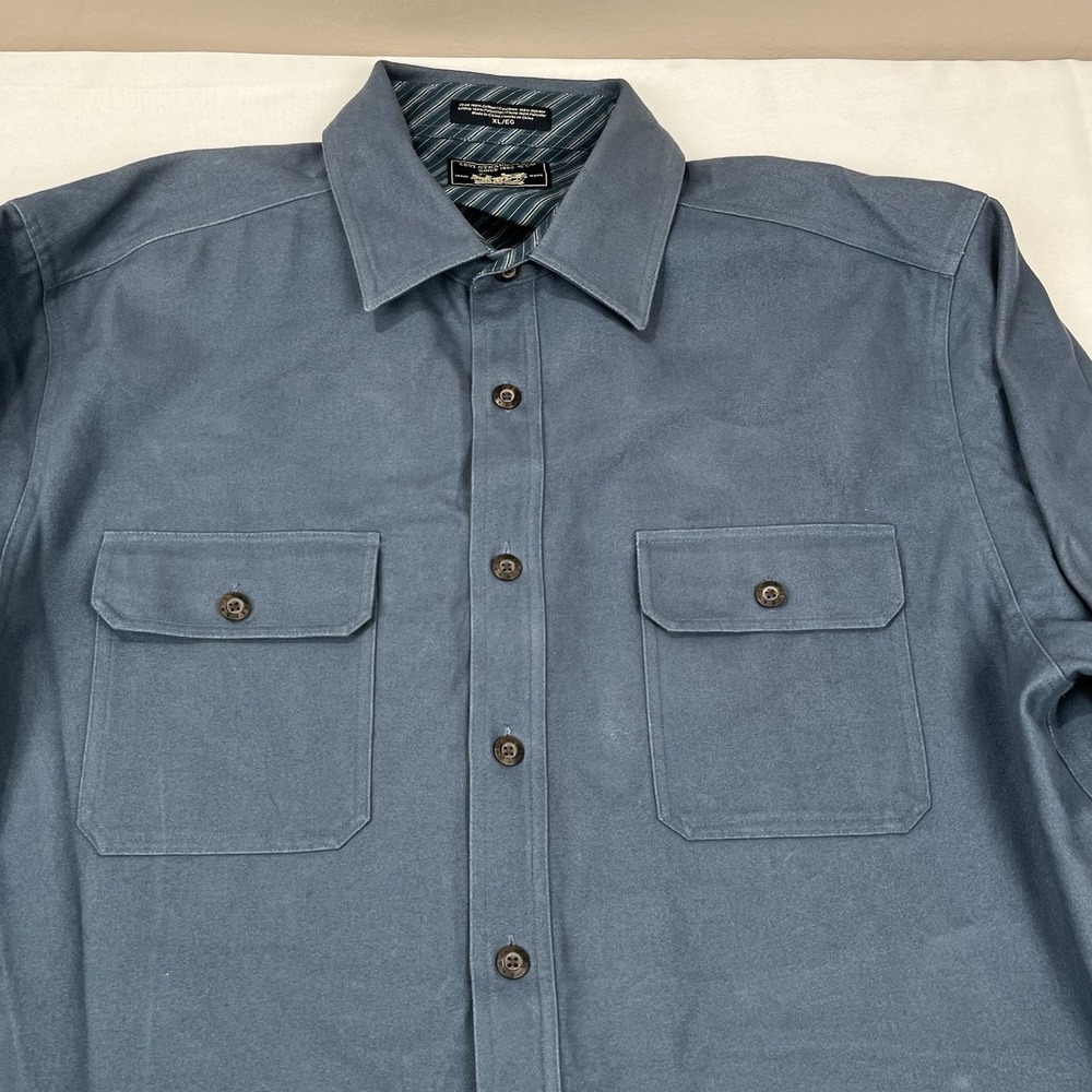 Levis‎ Chamois Flannel Shirt XL Jacket Shacket Pockets Lined Slate Blue - Picture 3 of 12